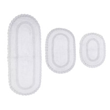 Hampton Crochet Reversible 100 Cotton Bath Rug, 3-Pcs Set with Runner, White
