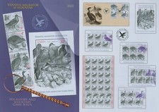 Rumänien 2022 Vögel,Waldschnepfe,Rebhuhn,Graugans Mi.8106-09 I + II,Block 918