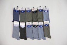 12 Pairs Thin Men's Cotton Rich Socks Blue Grey 6 - 11