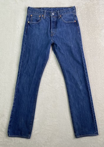 Levis Jeans 30x32 (fit 30x30) Blue 501 Button Fly Classic Straight Medium Wash - Picture 2 of 8