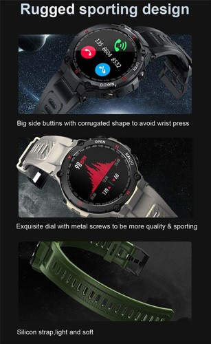 Smart Watch Rugged Military Outdoor Sports Heart Rate Fitness Tracker BT Call UK - Imagen 10 de 12