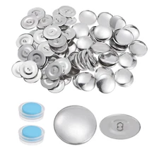 100 Sets Self Cover Button Kit 60L 1.5" 38mm with Wire Backs Aluminum Buttons