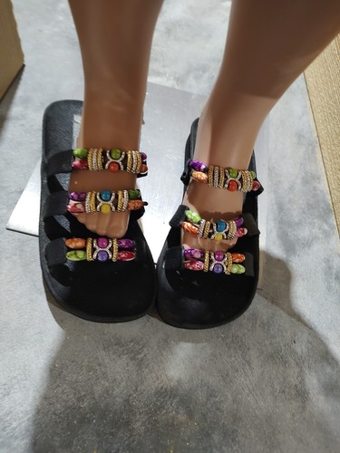 SANDALI GRANDCO spiaggia piscina SLIDE BLING colore perline NERO CLASSICO SLIDE taglia 7 - Foto 1 di 8