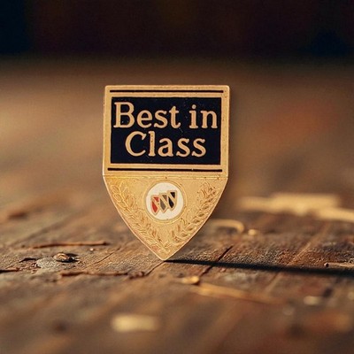 VTG Buick Best in Class Shield Lapel Pin   Black & Gold Enamel Award