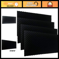 4-Pack 48"x24"x2" Black Acoustic Foam Panels - Soundproofing Studio Wedge Tiles