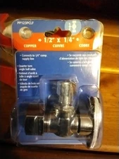 PLUMB PAK PP123PCLF CHROME SUPPLY LINE Valve Angle STOP  1/2 nom Comp X 1/4 COMP