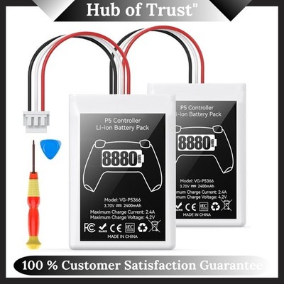 2-Pack PS5 Controller Battery 8880mWh High Capacity Rechargeable Replacement
