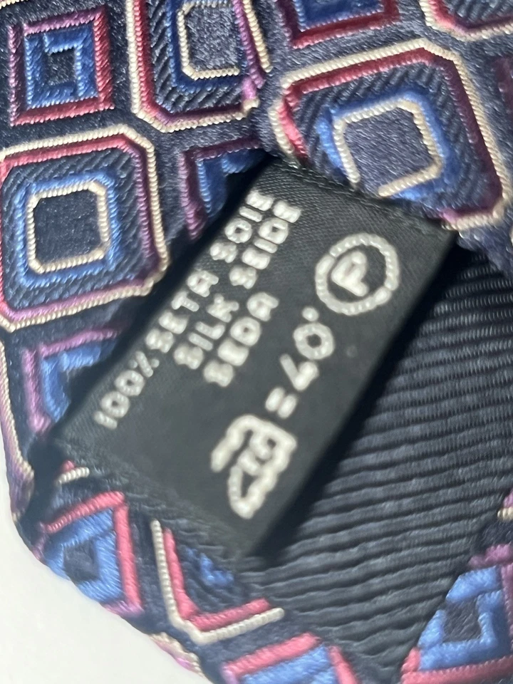 Corbata de cuello Ermenegildo Zegna para hombre seda púrpura azul negro Foto 3 de 4