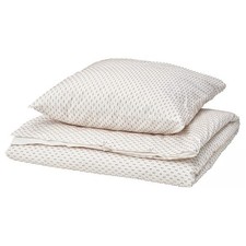 Ikea BANDKNIPPE Bettwäsche-Set, 4-teilig, weiß/beige, 2x155x220/2x80x80 cm