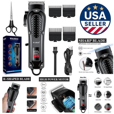 Titanium Blade Hair Clippers Set - Cordless Rechargeable Haircut Machine for Men