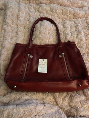 Creazoni in Pelle Genuine Leather Red Tote Handbag Unused with tags