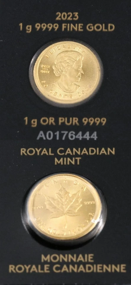 RARO 2023 Canadá 1g 24K .9999 Oro Hoja de Arce 50c Sellado RCM BU Queen #A0176444 Foto 3 de 4