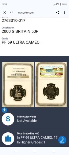 2000 GREAT BRITAIN FIFTY 50 PENCE PROOF NGC PF 69 UC — Only 1 Finer 