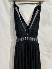 1990s Dolce & Gabbana D&G Black Plunging Sexy Beaded Sleeveless Vintage 90s Gown