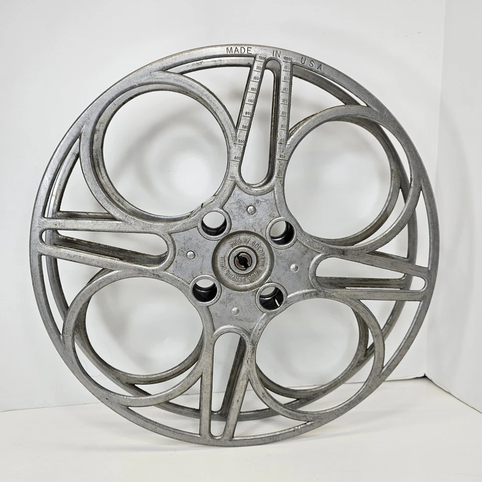 CARRETE PROYECTOR DE PELÍCULA ANTIGUO 35mm DE COLECCIÓN 2000' GOLDBERG BROS. con NÚMEROS GRABADOS Foto 2 de 4