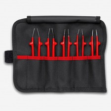 Knipex Insulated Stainless Steel Tweezers Set in Tool Roll, 5 Pieces