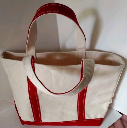 LL Bean Boat & Tote White/Red 14x12x7 Canvas Yacht Camping Beach BAK monogram - Picture 6 of 6