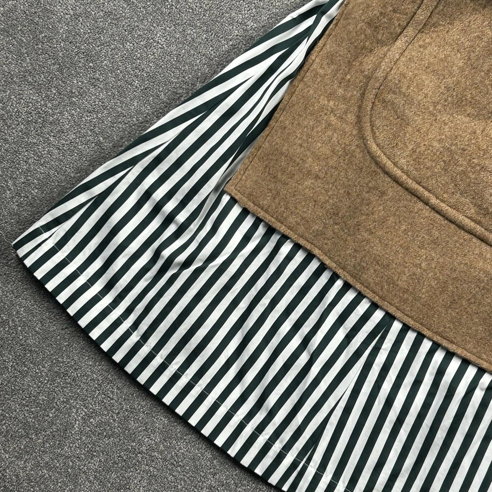 Abito Camicia Midi Maison Margiela Misto Lana Tasca Righe Taglia S UK 8 EU 40 Nuovo