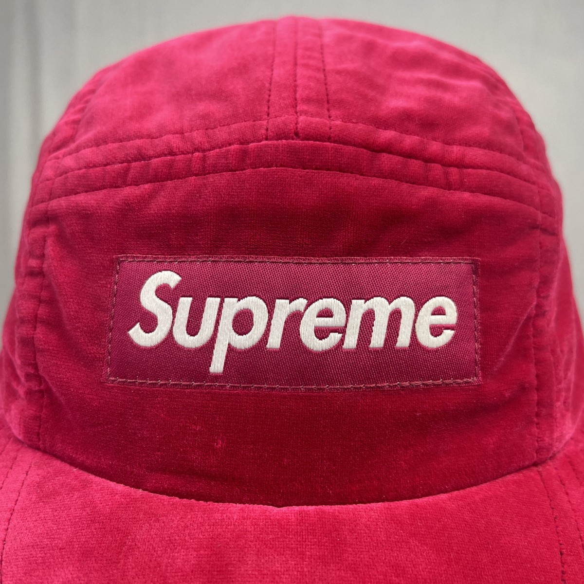 Supreme Box Logo Cap Hat Camp 5 Panel Box Logo Velvet Velour