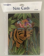 8 Leanin Tree Cards Blank Inside,  COLORFUL TIGER , JUNGLE, Laurel Burch