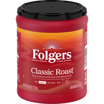 Folgers Classic Roast Ground Coffee, Medium Roast, 9.6-Ounce Canister FRESH