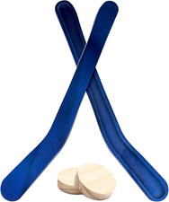 2 Sets Replacement Hockey Sticks and Pucks for Classic Wooden Tabletop Games Hoc