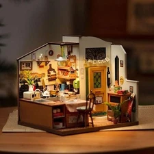 ROBOTIME DIY Miniature Dollhouse Cozy Kitchen Craft Kits Gift for Adults Teens