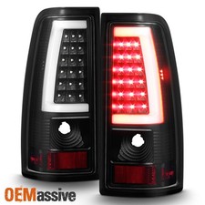Fit 1999-2002 Chevy Silverado 1999-2006 GMC Sierra Black LED Tube Tail Lights