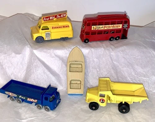 5 Vintage Lesney Matchbox Vehicles 1st 75 -  #'s 6, 20, 42, 48 (Boat Only) & 56