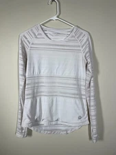 Tory Burch Sport Off-White Active Long Sleeve Top Stripe Vented XS Athletic