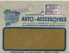 1954.ENVELOPE PUB. AUTO ACCESSORIES + PUB AU VERSO