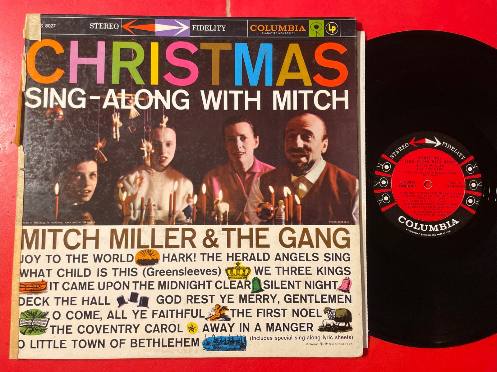 Mitch Miller Christmas Sing Along With Mitch LP Columbia 6 Eye Stereo + Pages GD