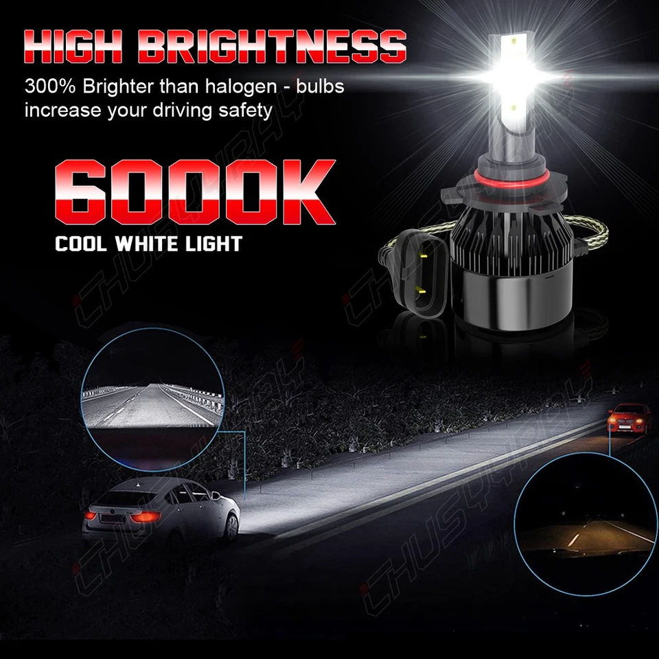 For Chrysler 300M 1999-2004 6X LED Headlight Bulbs High Low Beam + Fog Light - Image 3 of 4