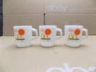 3 VTG Fire King Milk Glass Advertising Coffee Cups McDonald's Good Morning Sun