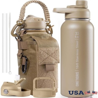 Insulated Water Bottle 24H Hot 48H Cold Leakproof 360Degree 3 Lids Travel Kit US