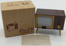 Vtg Tiny TV Salt & Pepper Shakers Photo Holder Miniature Dollhouse Original Box