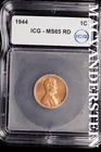 1944-D Lincoln Wheat Cent- ICG-MS65 RD  Gem Brilliant Uncirculated #SLM141