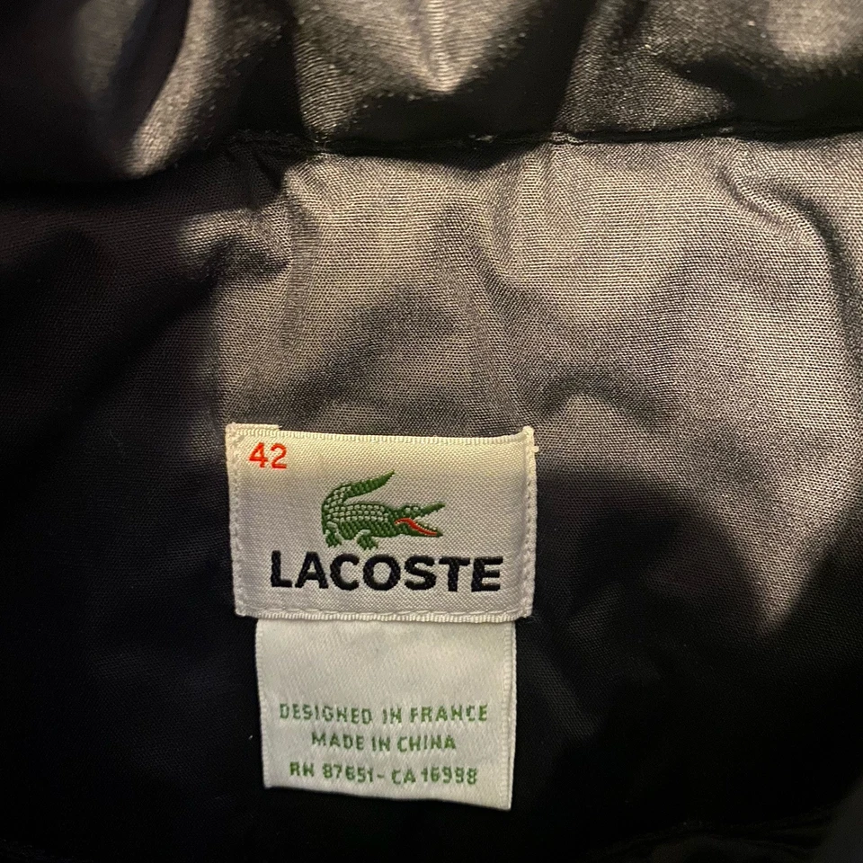 Женский жилет Lacoste 42 черный пуховик на молнии с логотипом ветровка - Изображение 2 из 4