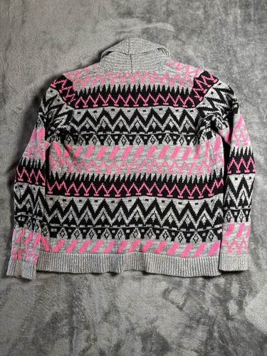 Cat & Jack Grey Cardigan Sweater Girls Size L/10-12 Vibrant Colors Long Sleeve - Picture 3 of 5