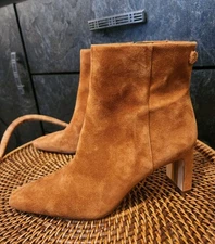 EUC Sam Edelman Saige Ankle Booties Boots Genuine Suede Leather US 7.5 EUR 38