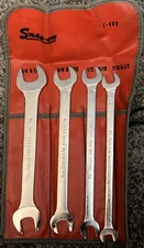 Snap-On 4 Piece Set Double Open End SAE Wrenchs With Pouch 7/16 to 7/8” Vintage
