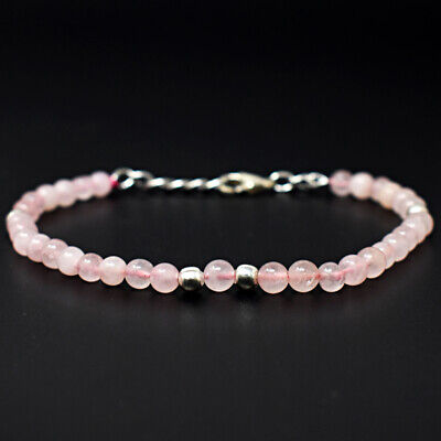 100.00 Cts Earth Mined 8 Inches Long Pink Rose Quartz Untreated Beads Bracelet