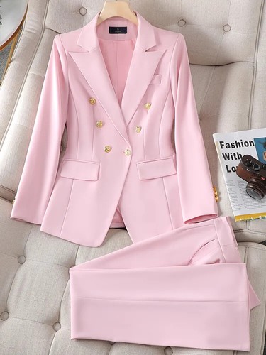 Mujer Trajes Blazer + Pantalón Acampanado Traje Oficina Dama Formal Trajes de Negocios 2 Piezas - Imagen 17 de 28