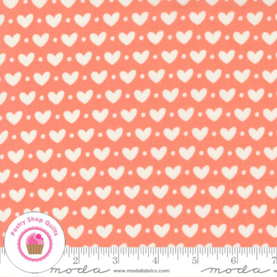 Moda SINCERELY YOURS 37610 15 Coral Peach Hearts SHERRI & CHELSI Quilt Fabric