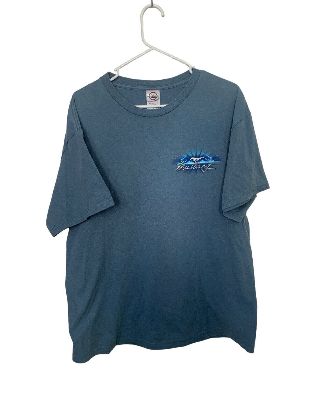 PONY T shirt uomo Ford Mustang taglia L blu auto d'epoca motore auto retrò