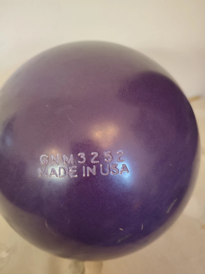 Brunswick Monster 12 Pound Bowling Ball Purple Green Made In USA Vintage Retro - Image 4 of 4