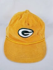 Vintage Green Bay Packers Yellow Corduroy Hat Strapback Cap Embroidered