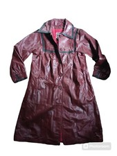 Vtg Suburban Heritage Womens Size 10 Long Leather Trench Coat/jacket