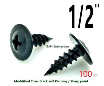 Modified Truss Head Screws #8 x 1/2'', Sharp point K-Lath Black 100 Qty