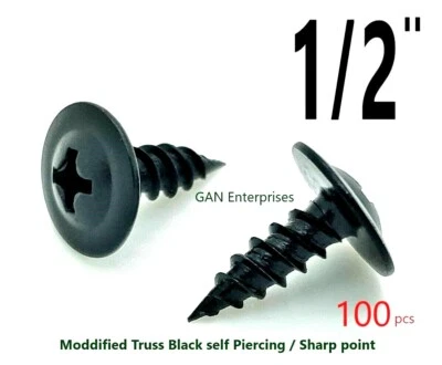CYW ,IFG AND OTHERS Modified Truss Head Screws #8 x 1/2", Sharp point K-Lath Black 100 Qty